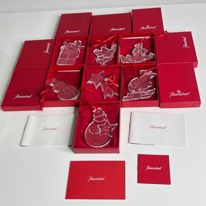 Baccarat 7 Crystal Ornamets with Velvet Pouches and Boxes Perfect Condition
